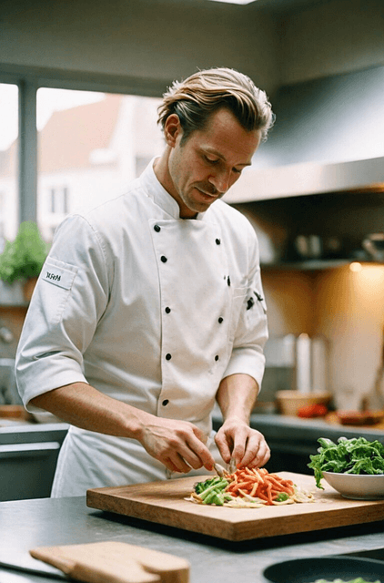 Image of chef cutting vegetables